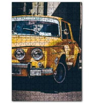 Cakapuzzle Antika Sarı Otomobil Yarım Plan Puzzle Yapboz MDF (Ahşap) (500 Parça)