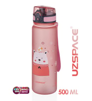 Uzspace Figürlü 500 ml Tritan Çocuk Su Matarası (Pudra)