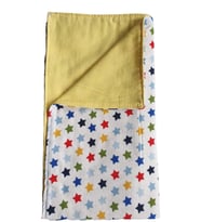 %100 Organik Pamuk Pazen Bebek Battaniyesi Ebat 80 X 90 Yıldız Desen (Sarı)