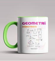 Kişiye Özel Geometri Öğretmeni Tasarımlı Siyah Renk Kupa Bardak 3 (Yeşil)