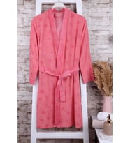 Kadın Yıldız Desenli Lacivert Kimono Sabahlık (Pembe)