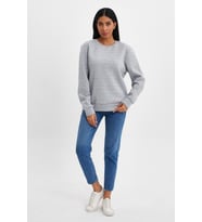 Kadın Bisiklet Yaka Rahat Kalıp 3 iplik İçi Polarlı Kalın Sweatshirt SPR24SWK36 ( Gri-Melanj)
