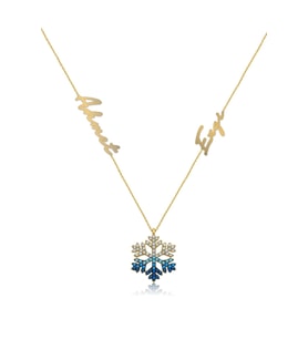 Papatya Silver 925 Ayar Gümüş İsimli Kar Tanesi Kolye (Gold)