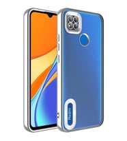 Xiaomi Redmi 9C Kılıf Kamera Korumalı Logo Gösteren Şeffaf Kapak (Gümüş)