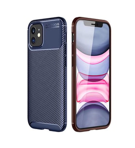 Uyumlu Model Apple iPhone 12 Mini Kılıf Karbon Silikon Case (Lacivert)