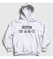 Presmono Unisex Gri Symbols Led Zeppelin Kapüşonlu Sweatshirt 97150tt (Beyaz)
