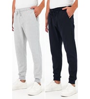 Kalın Siyah-Antrasit Erkek 2'li Eşofman Altı Jogger Arka Cepli Paça Lastikli Regular Fit Şardonsuz (Gri-Lacivert)