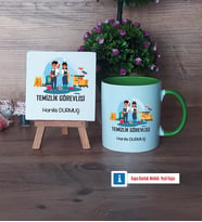 Temizlik Görevlisi Dekoratif Taş, Kupa Bardak Kırmızı Hediye (Model 13)