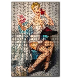 Cakapuzzle Nostaljik İç Çamaşırlı Güzel Kadın Görseli Puzzle Yapboz MDF (Ahşap) (255 Parça)