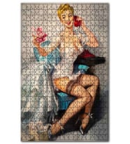 Cakapuzzle Nostaljik İç Çamaşırlı Güzel Kadın Görseli Puzzle Yapboz MDF (Ahşap) (255 Parça)