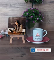 Anestezi Teknisyeni Fotoğraflı Dekoratif Taş, Ahşap Altlıklı Türk Kahvesi Fincanı Hediye Anestezi Teknisyenine Tıp Bayramı Hediyesi (Model 6)