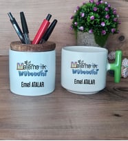 Matematik Mühendisi Hediye Sepeti Kupa Bardak T Kulplu, Kalemlik Hediyeleri Mühendisler Günü Hediyesi (Model 8)