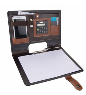 Kapaklı Sekreterlik Art Padfolio Hesap Makinalı A4 100 Yaprak Kapasiteli Vegan 25,5x34 cm (KAHVE)