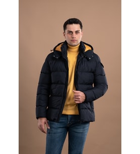 SLİMFİT KAPŞONLU ASTARLI ERKEK ŞİŞME PUFFER MONT (Lacivert)