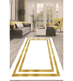 Dijital Kaymaz Taban Yıkanabilir Modern Renkli Salon Halısı Mutfak Halısı Yolluk ND-HT-1263 (Gold)