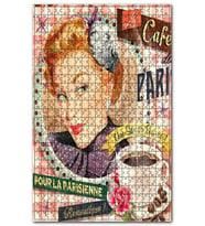 Cakapuzzle Romantik Kahve Saati Tarzı Görsel Puzzle Yapboz MDF (Ahşap) (1000 Parça)