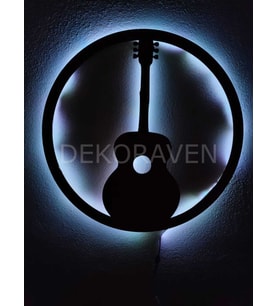 Gitar Led Işıklı Tablo (Beyaz)