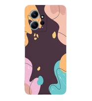 PrintiFy Xiaomi Redmi Note 12 Global Lansman Kılıf Karışık Renkler Tasarımlı İçi Kadife Kapak (Mürdüm)