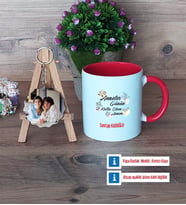 Anneler Günü Hediyesi Kupa Bardak Beyaz ve Fotoğraflı Ahşap Anahtarlık Hediye (Model 2)