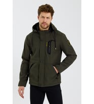 Su ve rüzgar geçirmez içi kürklü softshell erkek mont (Haki)