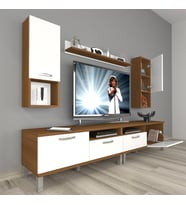 Decoraktiv Eko 5200DA Mdf Krom Ayaklı Tv Ünitesi Tv Sehpası (Beyaz - Kahverengi)
