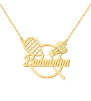 Kişiye Özel 925 Ayar Gümüş Tenis Raket Tasarım İsim Kolye (Gold)