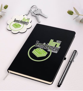 BK Gift Kişiye Özel Kuru Temizlemeci Beyaz Defter Kalem Ve Anahtarlık Hediye Seti (Model 2)