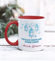 Meslek Dersleri Öğretmeni Tasarımlı Kişiye Özel Kupa Bardak (Kırmızı)