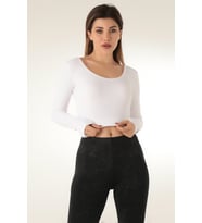 DoReMi Seamless Straplez Uzun Kollu Fitilli Büstiyer (Beyaz)