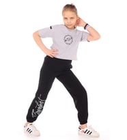 Toontoy Kız Çocuk Style Baskılı Eşofman Takım ( Gri-Melanj)