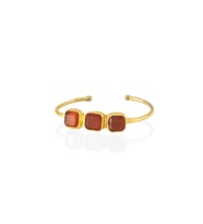 Kadir Jewellery 22 Ayar Altın Kaplama Zirkon Taşlı Ayarlanabilir Trend Bilezik (Kırmızı)
