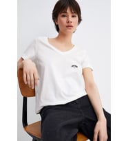 Kadın V Yaka New York Tshirt SPR25TSK20 (Beyaz)