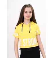Toontoy Kız Çocuk Be Strong Baskılı Kapüşonlu Tişört (Sarı)