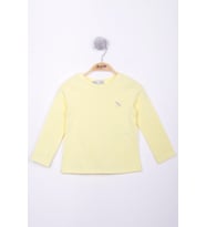 Toontoy Kız Çocuk Göğsü Nakışlı T-Shirt (Sarı)