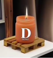 BK Gift Kişiye Özel DTF İsimli Renkli Cam Kavanozda Kokulu Mum-2(13 Renk Seçeneği), Arkadaşa Hediye, Sevgiliye Hediye, Doğum Günü Hediyesi (Somon)