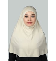 Hazır Türban Pratik Eşarp Tesettür Hijab - Namaz Örtüsü (XL) (Krem)