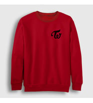 Presmono Unisex Beyaz Logo K-Pop Twice Sweatshirt 280639tt (Kırmızı)