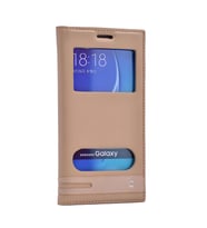 Galaxy A7 2016 Kılıf Pencereli Elite Kapaklı Kılıf (Gold)