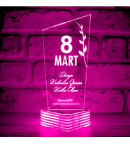 Kişiye Özel 8 Mart Dünya Kadınlar Günü Hediyesi 3D Lamba (Pembe)