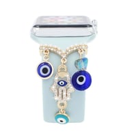 Microsonic Apple Watch Ultra 2 Kordon Süsü Charm İnci Kalp Rose Gold (Lacivert)