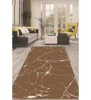 Dijital Kaymaz Taban Yıkanabilir Modern Renkli Salon Halısı Mutfak Halısı Yolluk ND-HT-415 (Kahverengi)