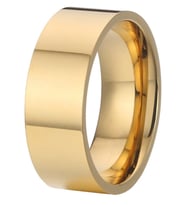 8mm Geniş Düz Model Parlak Çelik Alyans Erkek Kadın Unisex Yüzük (Sarı) cl28