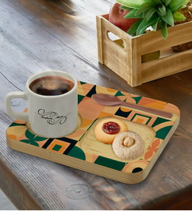 BK Gift Kişiye Özel Doğal Ahşap Sunum Tabağı ve Türk Kahvesi Fincanı Hediye Seti, Ev Hediyesi, Arkadaşa Hediye, Anneye Hediye, Doğum Günü Hediyesi (Model 6)