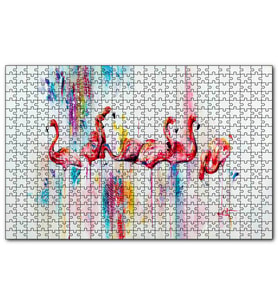 Cakapuzzle Flamingolar Suluboya Çizim  Puzzle Yapboz MDF (Ahşap) (500 Parça)