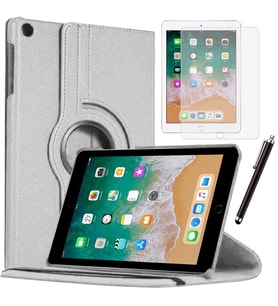 Apple iPad 5 Nesil / 6 Nesil Kılıf Ekran Koruyucu Ve Kalem Set (Gümüş)