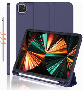 Apple iPad Pro 11 1. 2. 3. 4. Nesil Kılıf Kalem Bölmeli Smart Case 2018-2022 (Lacivert)