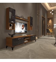 Decoraktiv Eko 5DA Mdf Dvd Silver Tv Ünitesi Tv Sehpası - Parlak Beyaz (Ceviz - Siyah Mermer)