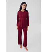 ARTIŞ 15216 DÜĞMELİ PİJAMA TAKIMI (Bordo)