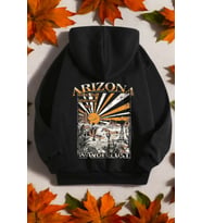 Arizona Baskılı Unisex Oversize Sweatshirt (Siyah)