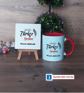 Türkçe Öğretmeni Dekoratif Taş, Kupa Bardak Kırmızı Hediye Öğretmenler Günü Hediyesi (Model 1)
